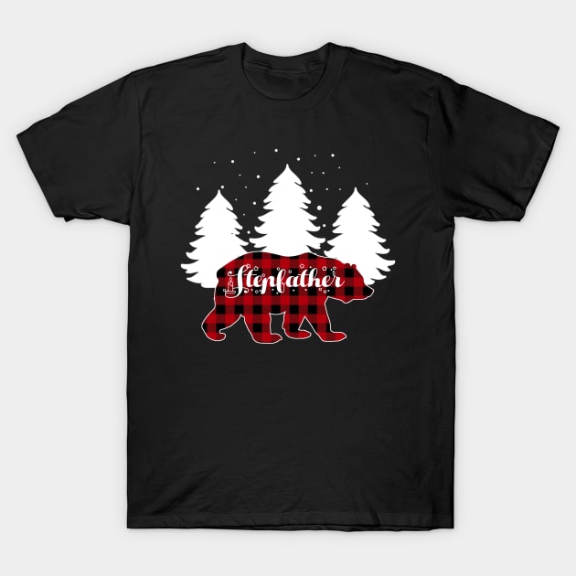 Stepfather Bear Buffalo Red Plaid Matching Family Christmas T-Shirt by Kagina